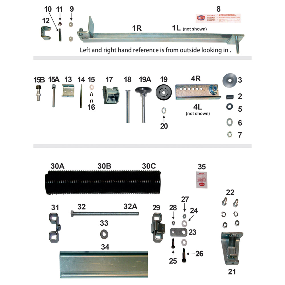 All-O-Matic Automatic Overhead Door Opener Jamb Track Hardware Replacement Parts