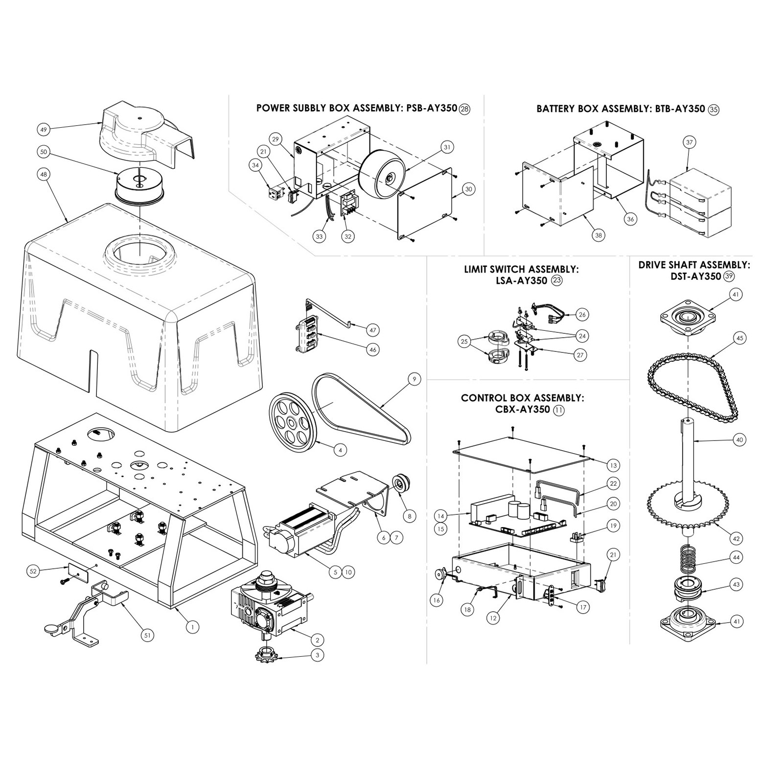 SW-350 DC Replacement Parts Diagram