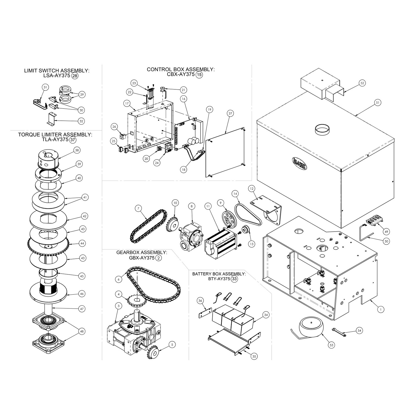 SW-375 DC Replacement Parts Diagram